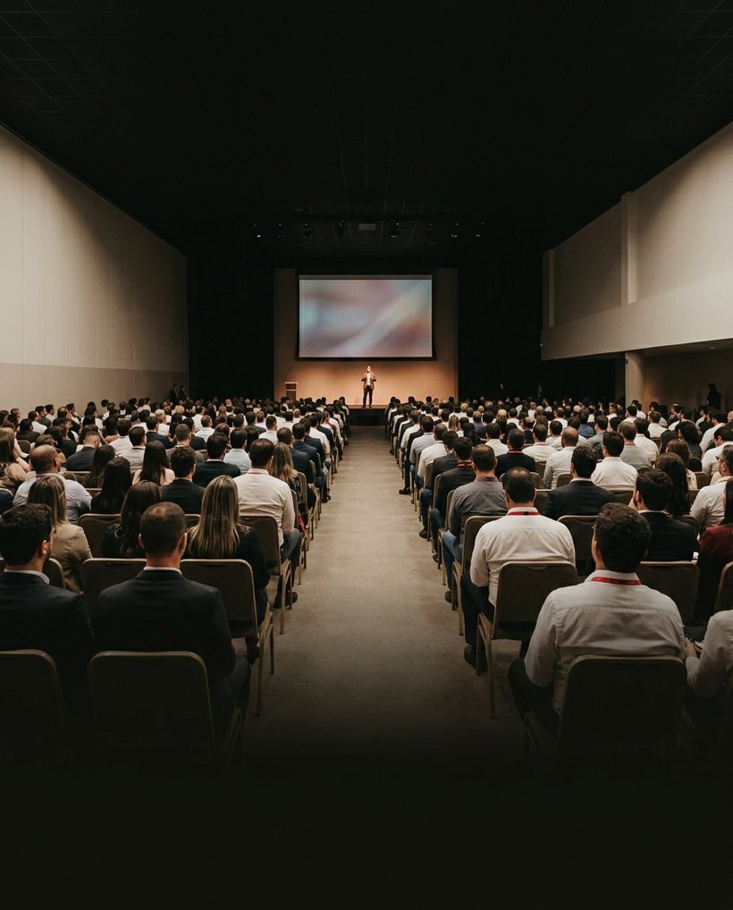 Dois executivos conversam em uma sala de conselho com vista para São Paulo